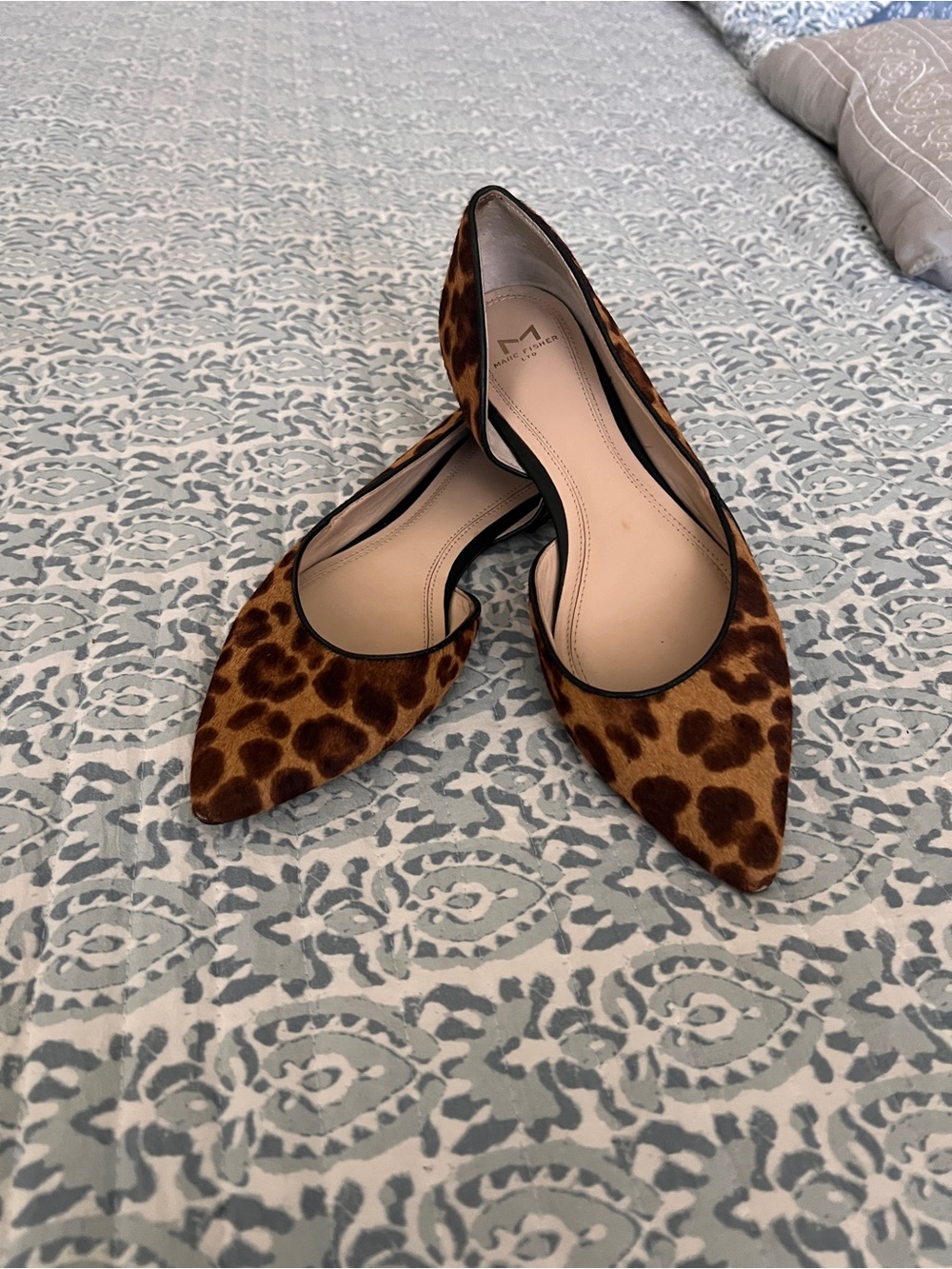 Marc Fisher Leopard-Print Pointed Toe Flats - Brown/Camel